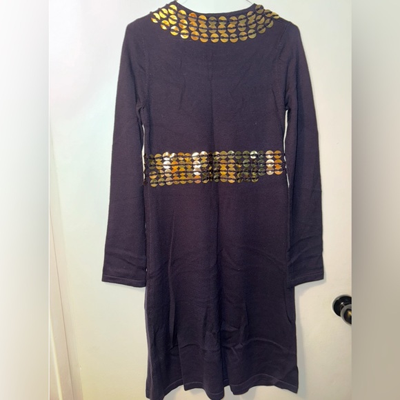 Vintage Tory Burch Gold Sequin Navy Wool Sweater Dress (Pailette) NWT/Size Small - Picture 10 of 13